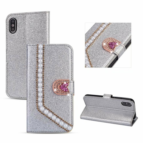 Diamond Pearl Wallet Phone Case For iPhone 11 12 13 14 15 16 Pro Max XR 7 8 SE - 第 13/15 張圖片