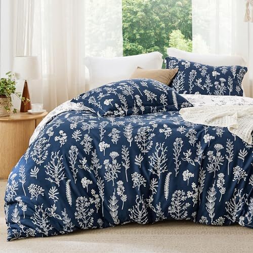 Comforter Set - Navy Comforter, Cute Floral Bedding Comforter Full 14 - Navy-image