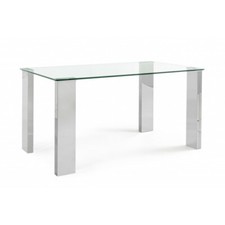 TAVOLO RETTANGOLARE PIANO VETRO STUDIO PRANZO MODERNO DESIGN