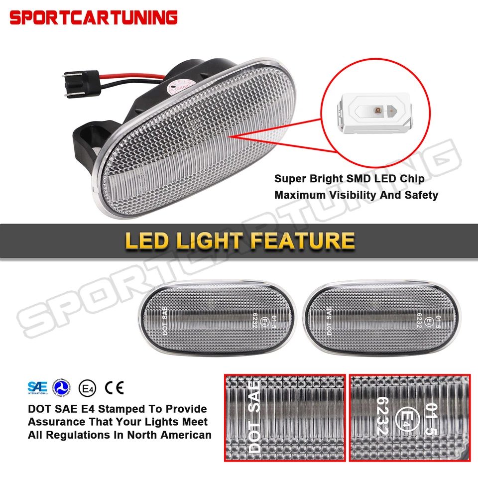 LED Side Marker Turn Signal Light For Mitsubishi L200 Lancer Sedan Mirage Pajero Foto 4 de 4