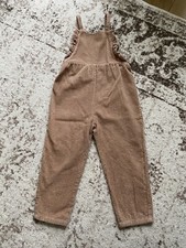 NEW ZARA GIRLS RUFFLED CORDUROY OVERALLS TAUPE BROWN ROMPER COVERALL SUIT 4-5 Y