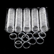 100Pack Coin Holder 25mm Clear Capsules Storage Box Display Case for US Quarters