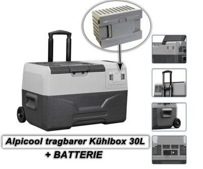 Kühlbox + Batterie Kühlschrank 30L Auto Gefrierschrank ALPICOOL 12/24V Camping