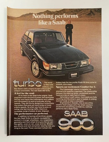 1979 Saab 900 Turbo Print Ad Car Original Advertisement Vintage Sweden Swedish