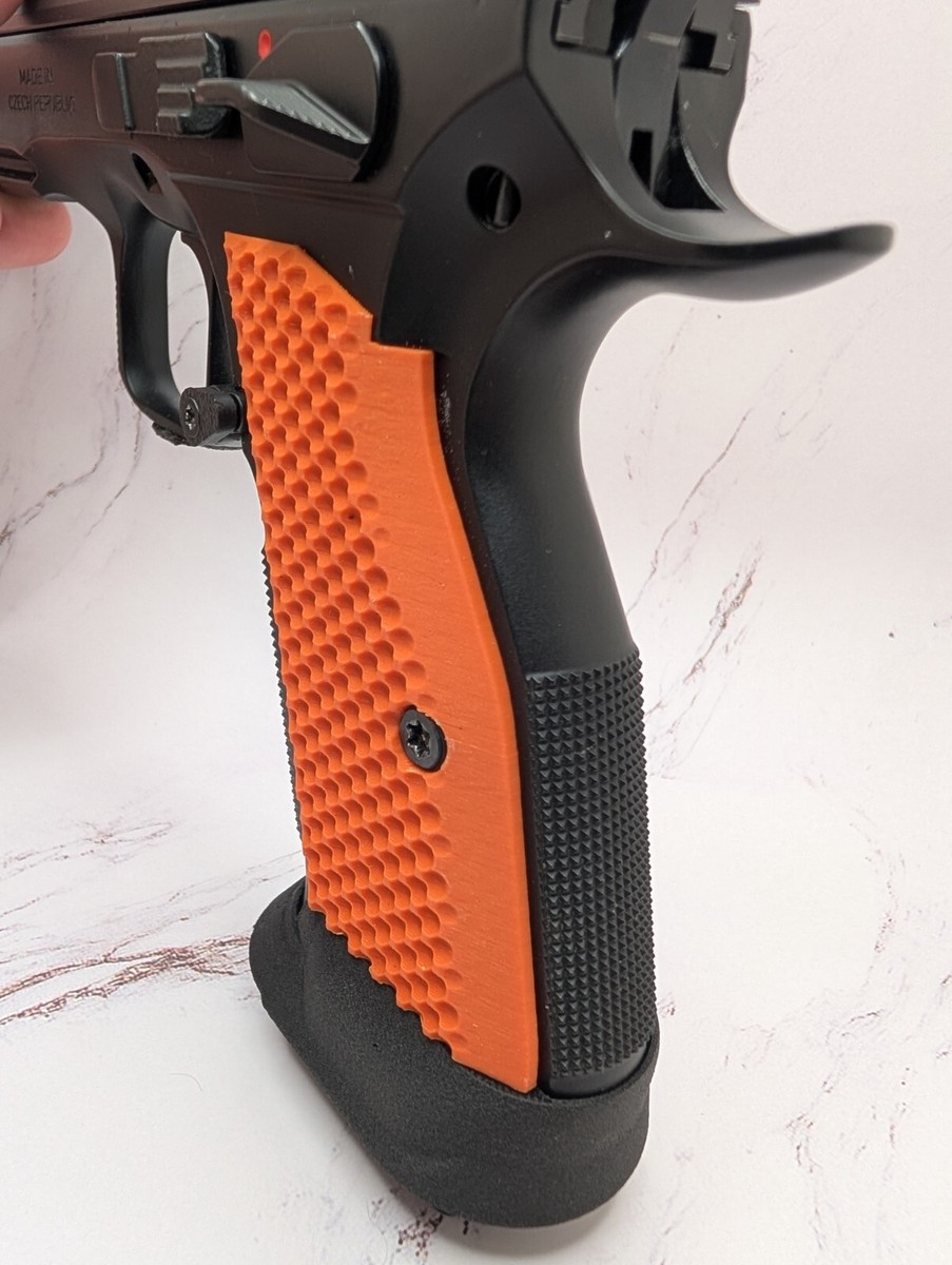 Lok Style Thin Orange Grips With Revised Magwell. Fits CZ Shadow 2