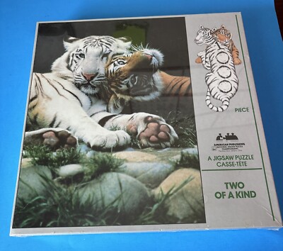 Two Of A Kind American Publishing 1000 Piece Tigers Jigsaw Puzzle 1987 Vintage