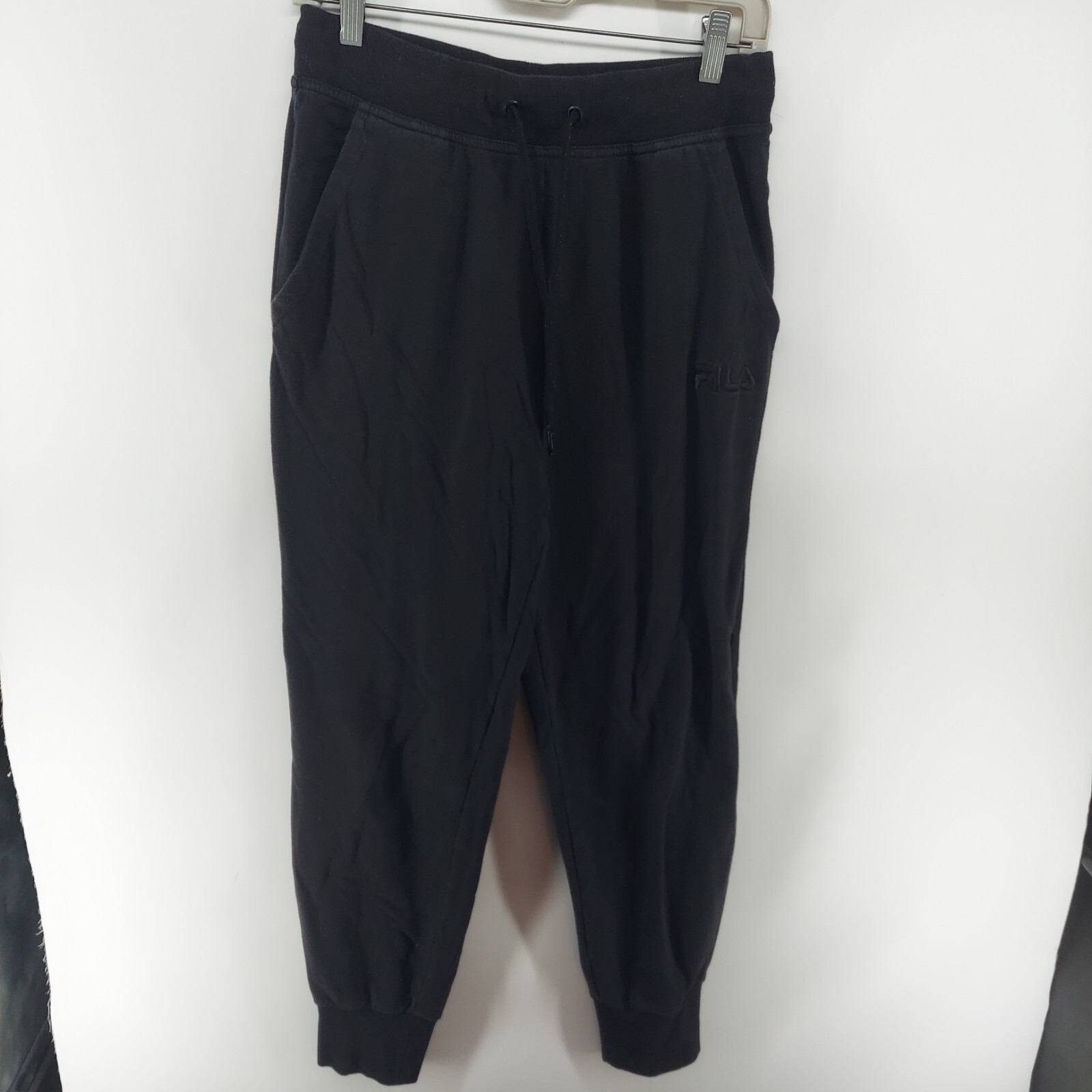 FILA joggers uomo taglia small nero allenamento atletico tasche gamba conica coulisse