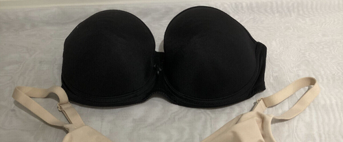 2 X BLACK AND BEIGE WIRED BRAS SIZE 32D M&S CHANTELLE - Picture 2 of 8