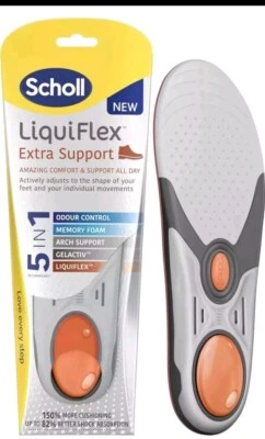 Scholl Liquiflex Extra Suport Work Insole For Men Gel Active Arch Support Size S