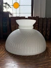 Antique Vtg Milk Glass Student Oil Lamp Shade 10" Fitter Swirl Ribbed White Opal