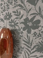 Newroom Vliestapete Grau Blumen Floral Romantisch Modern Wohnzimmer Elegant
