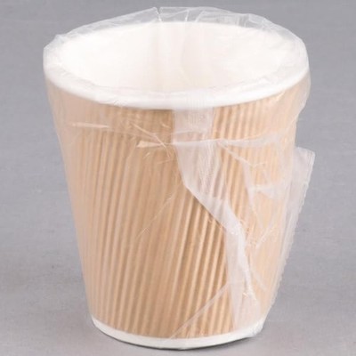 [500/CASE]   10 oz. Kraft Ripple Individually Wrapped Paper Hot Cup - 500/Case