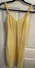 Vtg 50s/60s Sears Vintage Yellow Full Slip Size 34 Avg Nylon/Poly Side ZIP Noisy