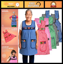 Traditional Mexican Apron for Women - Embroidered Floral Design, Deep Pockets