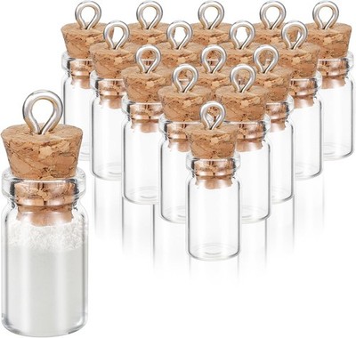 16PCS Small Glass Bottles With Cork Lids, 1ml Mini Wishing Bottles, Clear Decor 