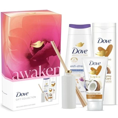 Dove Awaken Gift Set Home Fragrance Reed Diffuser & Body Wash Lotion Cream - NEW