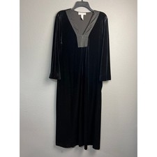 Oscar de la Renta Pink Label Black Velvet Caftan Maxi Gown Dress Loungewear