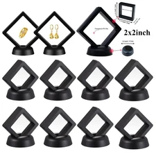 3D Floating Coins Display Frame Stand Holder Case Box For Jewelry Rings Earrings