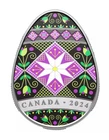 2024 Canada Traditional Ukrainian PYSANKA 1 oz Silver Egg Shaped Coin BOXCOA NEW