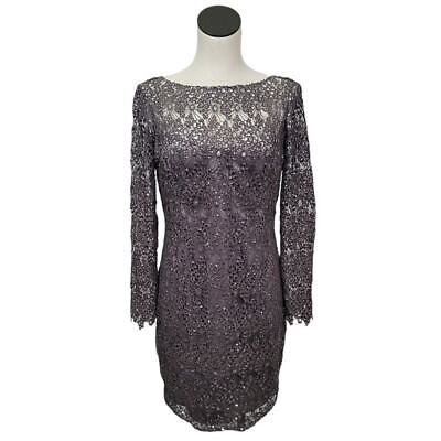 Kay Unger Dress Silver Shimmer Sequin Womens Size Wedding Party Cruise  Holiday