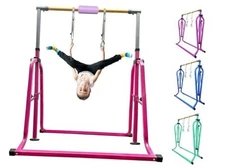 Foldable & Moveable Gymnastics Horizontal Bar with Foldable Pink with Rings