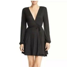 Sadie & Sage Black Long Sleeve Wrap Dress Size M Career LBD