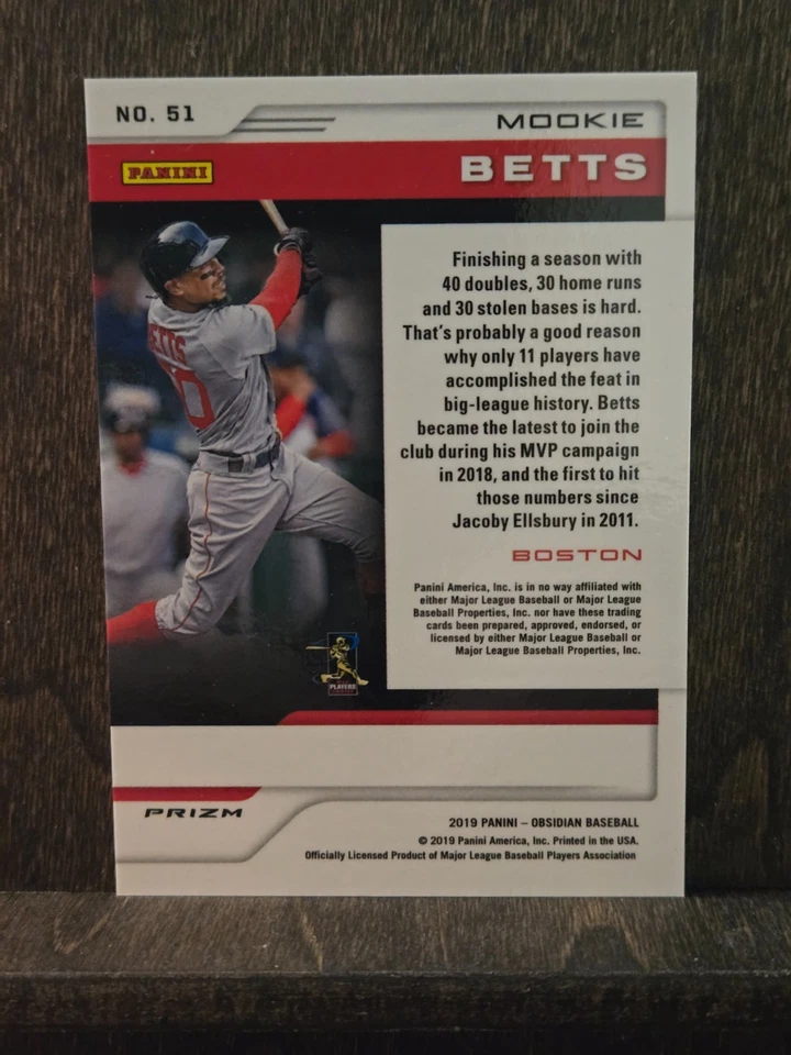 2019 Panini Obsidian #51 Mookie Betts  Silver Prizm Boston Red Sox B - Image 2 of 2