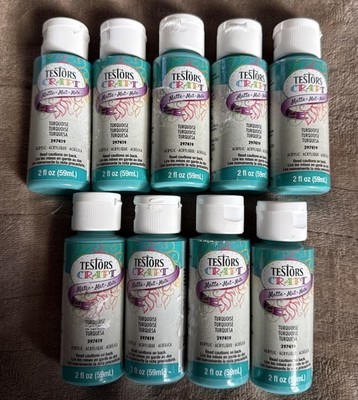 9 - Testors Craft ACRYLIC MATTE TURQUOISE, 2 oz. Hobby and Model Paint (297419) 