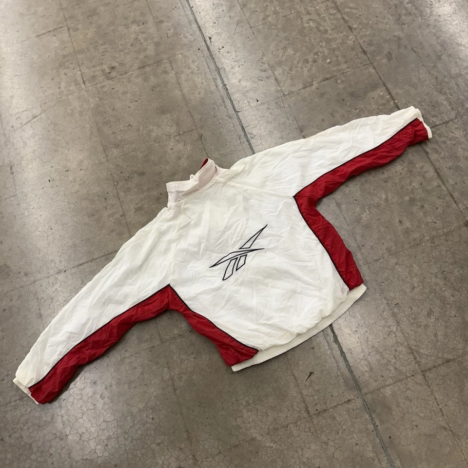 Vintage Reebok Windbreaker Jacket Red White 90s Retro Track Style Small - Image 2 of 4