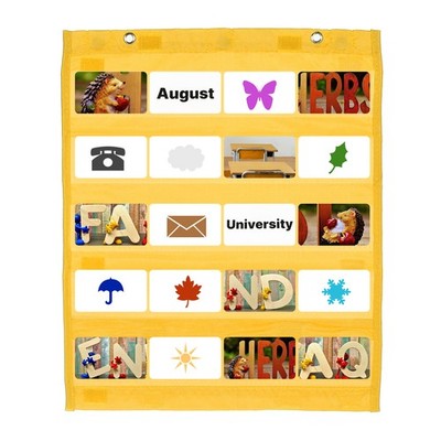 Magnetic Pocket Chart, Small Pocket Chart for Classroom Hanging, Yellow