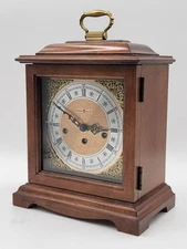 Vintage 1970 Howard Miller Mantel Clock Hermle 340-020A Chimes Work Great w/ Key