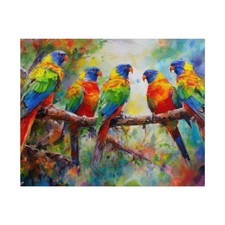 Group of Rainbow Lorikeets Australian Bird Oil Painting Print