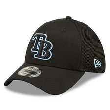 NWT Authentic MLB Tampa Bay Rays Neo Black/White Blue New Era 39Thirty Flex Hat