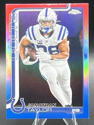 2025 Topps Chrome Jonathan Taylor Red White & Blue Refractor Indianapolis Colts