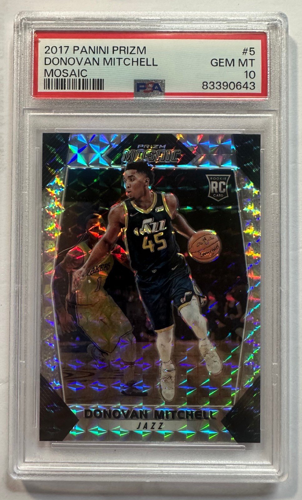 2017 Panini Mosaic Donovan Mitchell Prizm RC PSA 10 Gem Mint #5 Jazz