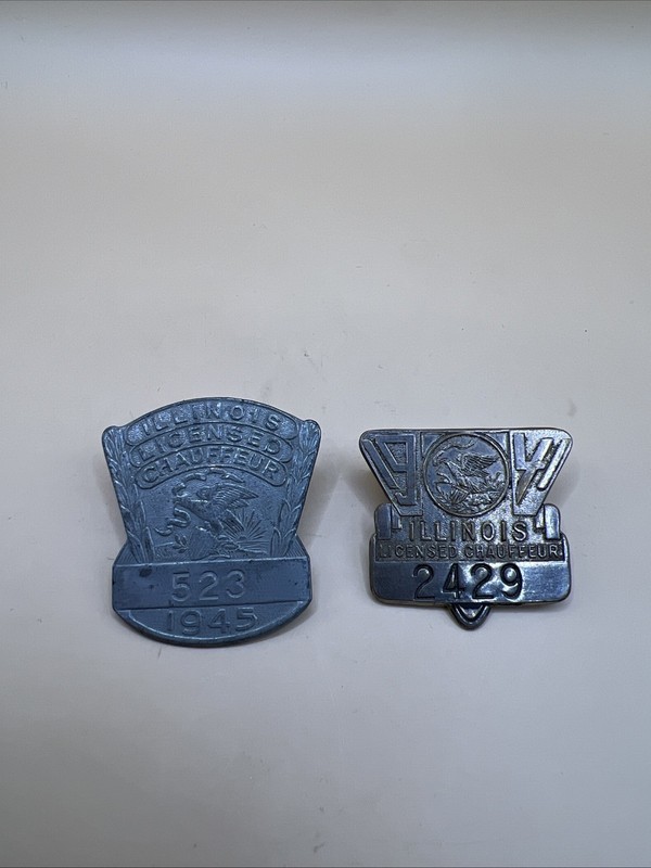 1950 Illinois Licensed Chauffeur Badges  Vintage Lot Of 2