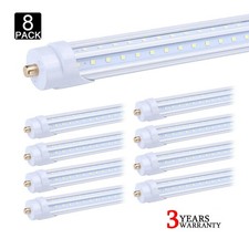 8 Pack T8 8FT FA8 Single Pin Led Tube Light Bulbs 65W 8' Led Shop Light 6000K