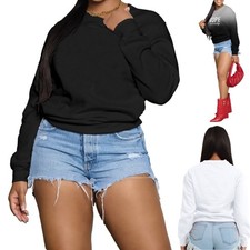 Women's Casual Long Sleeve Crewneck Jogging Sweatshirts Oversized Sweatshirt