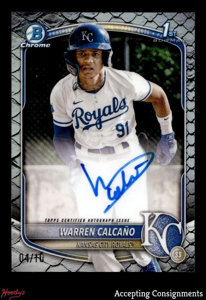 2025 Bowman Chrome Black Reptilian Refractor Warren Calcano 1ST ROOKIE AUTO 4/10