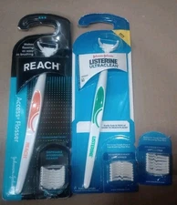Reach Access Orange and Green Flosser with Disposable 24 Snap on Floss Heads NEW