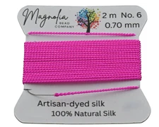 Hot Pink Griffin Silk Cord – Hand-Dyed Thread for Knotting, Jewelry Making, Pend