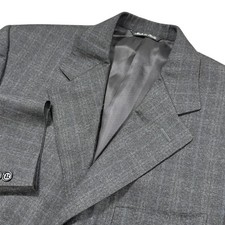 Canali Mens Wool Sport Coat Blazer Size 42 R Charcoal Blue Windowpane Italy