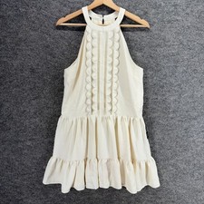 New Express Mini Dress Women S Small Beige Short Sleeveless Lined Hook & Eye
