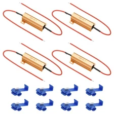 50W 1 Ohm Aluminum Shell Resistor, 4Pcs Housing Resistor with Clips, Golden