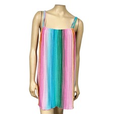 Show Me Your Mumu Rainbow Pleated Mini Dress Multi Color L