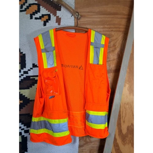 Pyramex Safety Vest Mens L Orange Good Reflective Hi Vis Workwear - product listing photo