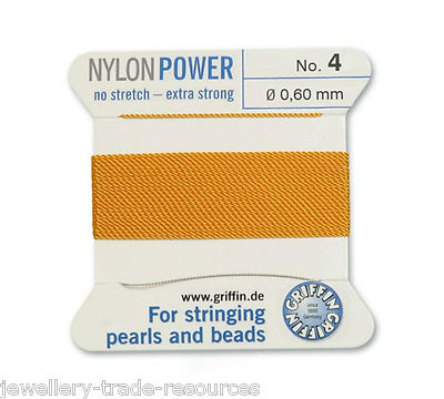 BERNSTEINGELB NYLON POWER SEIDENFADEN 0,60mm SCHNURPERLEN & PERLEN GRIFFIN 4