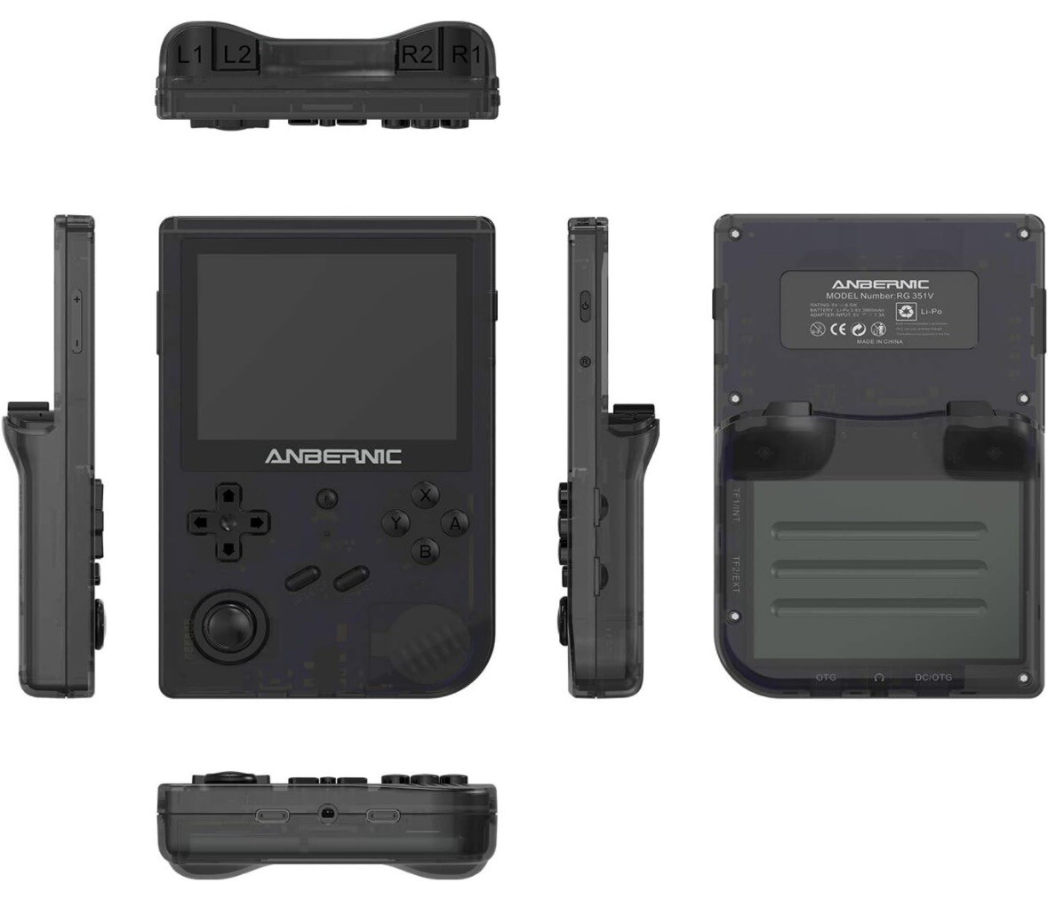 Anbernic RG351V Game Console Transparent Black - Rocknix