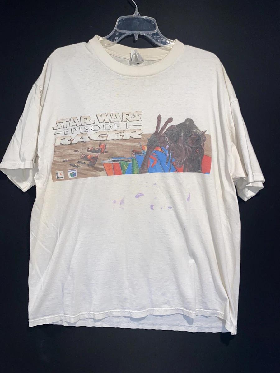 VINTAGE 90s Star Wars Racer Episode 1 T Shirt Nintendo 64 Game Sz XL