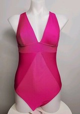 Cupshe Womens One Piece Swimsuit Size XL Pink Textured With Tummy Contouring